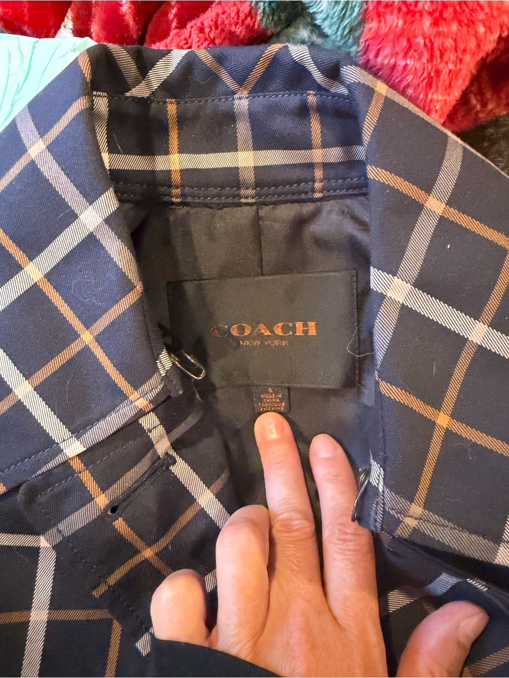 Coach Navy Plaid Blazer with Tan & White Windowpane
